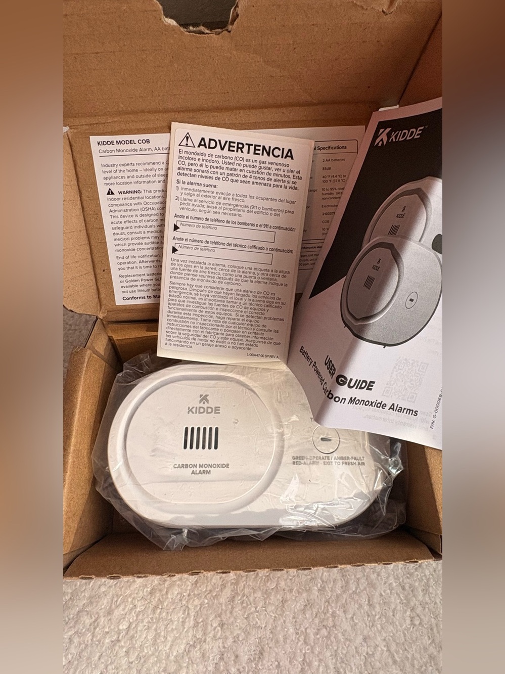 White Carbon Monoxide Alarm - Battery Operated